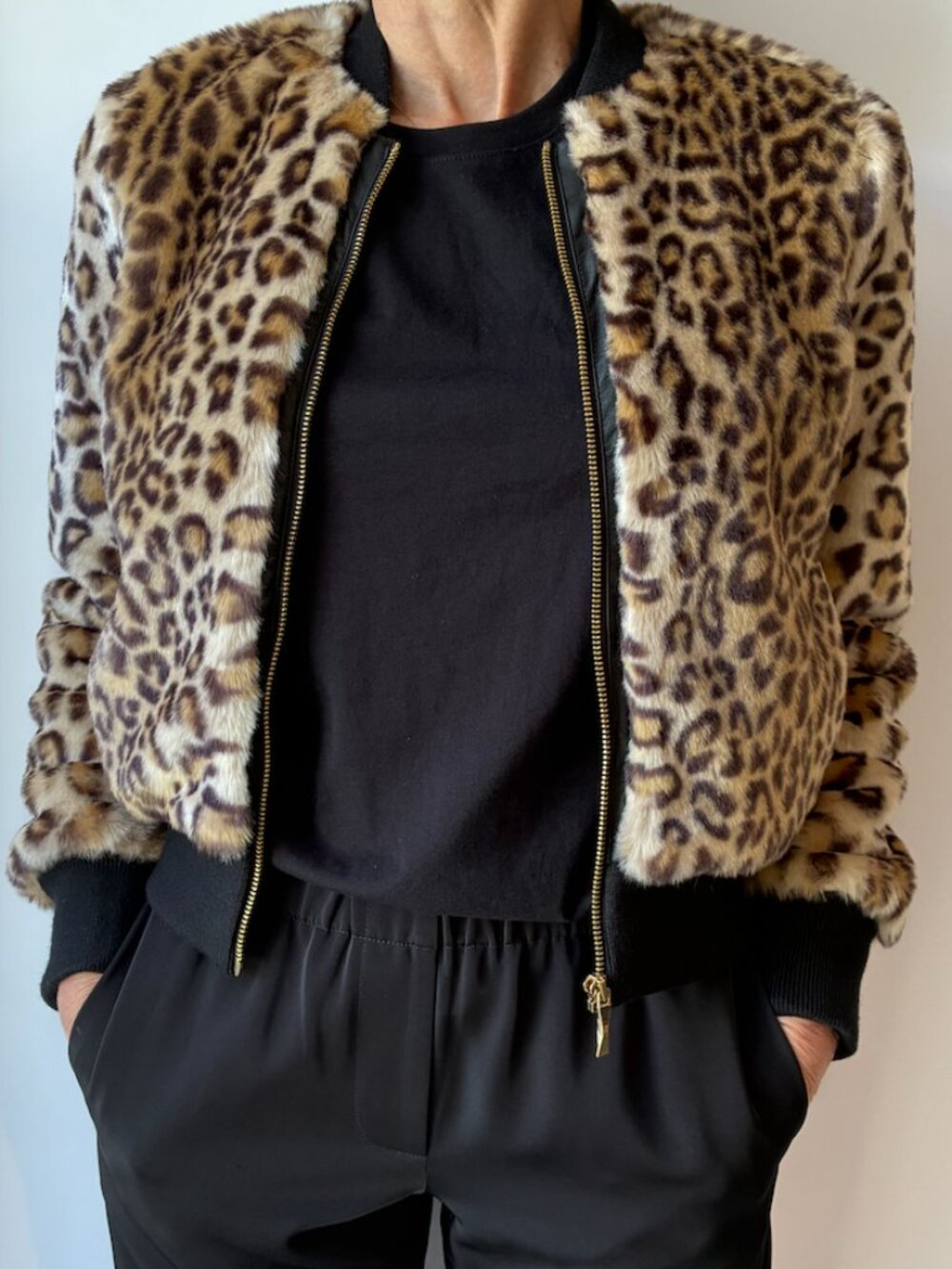 Kate Spade Broome Street Leopard Print Jacket with Leather Trim - Size XS
